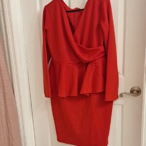 Elegant Red Peplum Dress